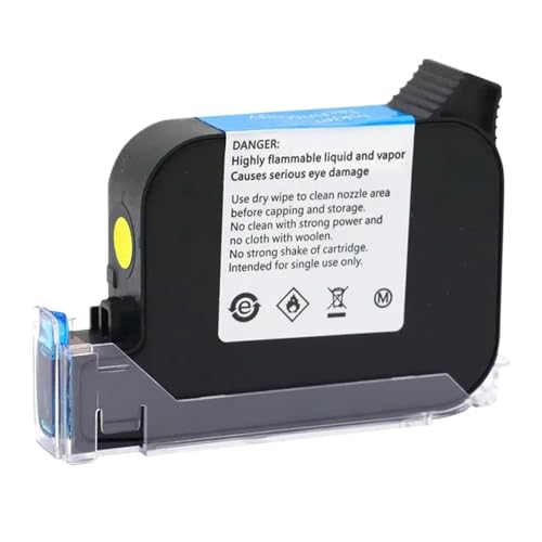 MTGUIWF JS12 Tintenpatrone, kompatibler Ersatz Kompatibel mit Handheld-Thermal-Tintenstrahldrucker, schnell trocknende Eco-Solvent-Tinte, 600 DPI, 12,7 mm, 1 Stück(1 Yellow Cartridges) von MTGUIWF