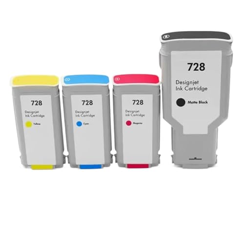 MTGUIWF Magnetisches Tintenpatronen-Set, 300 ml, 130 ml, kompatibel mit 728 Kompatibel mit DesignJet T730 T830 Tintenstrahldrucker(130ml MBK CMY Set) von MTGUIWF