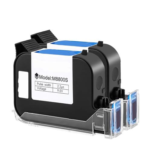 MTGUIWF Patrone kompatibel mit Handheld-Tintenstrahldruckern 1/2/3/5PC 12,7 mm Schwarze, schnell trocknende, wasserfeste Lösungsmitteltinte(2PC-Black) von MTGUIWF
