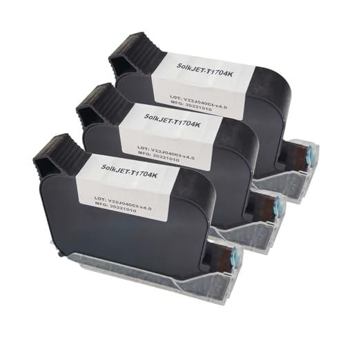 MTGUIWF SolkJET T1704K 600DPI Handheld Online TIJ 2.5 Tintenstrahldrucker mit schnell trocknender Lösungsmitteltintenpatrone, kompatibel Kompatibel mit Verschiedene Anwendungen(3PCS) von MTGUIWF