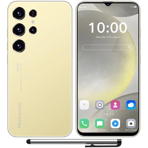 MTGud M24Ultra 4G Telefon, 6.3-Zoll High-Definition Display, erschwingliches Smartphone, Android 12.0, 3GB+32GB/SD-256GB, 4500mAh Batterie, Dual SIM, GPS/WiFi/Gesichts ID entsperren Telefon (Gold) von MTGud