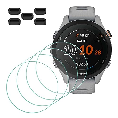 MTHGH Displayschutzfolie für Garmin Forerunner 255s/ 255s Music Smartwatch [4 Stück] + Anti-Staub-Stecker 5 Stück, Blasenfreie Glas 9H Härte Ultradünne Panzerfolie von MTHGH