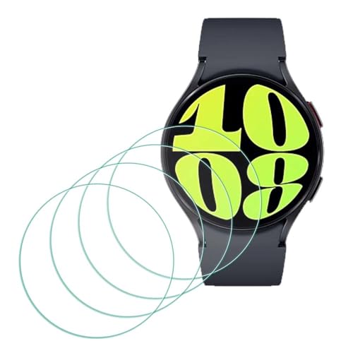 MTHGH Displayschutzfolie für Samsung Galaxy Watch 6/5/4 44mm Schutzfolie [4 Stück], Glas 9H Härte Anti-Kratzer Empfindliche Touch Blasenfreie Ultradünne Panzerfolie von MTHGH
