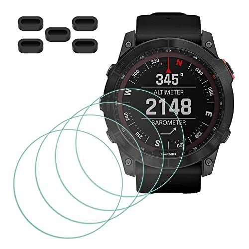 MTHGH Schutzfolie für Garmin Fenix 7X/ 7X Solar/ 7X Sapphire Solar Smartwatch Displayschutzfolie [4 Stück] + Anti-Staub-Stecker 5 Stück, Glas 9H Härte Anti-Kratzer Blasenfreie Ultradünne Panzerfolie von MTHGH