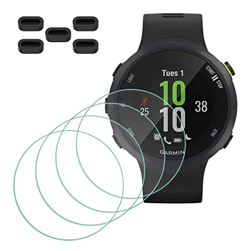 MTHGH Schutzfolie für Garmin Forerunner 45/ 45S Smartwatch Displayschutzfolie [4 Stück] + Anti-Staub-Stecker 5 Stück, Glas 9H Härte Anti-Kratzer Blasenfreie Ultradünne Panzerfolie von MTHGH