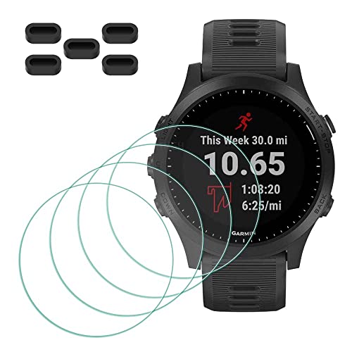 MTHGH Schutzfolie für Garmin Forerunner 945 Running/Triathlon Smartwatch Displayschutzfolie [4 Stück] + Anti-Staub-Stecker 5 Stück, Glas 9H Härte Anti-Kratzer Blasenfreie Ultradünne Panzerfolie von MTHGH