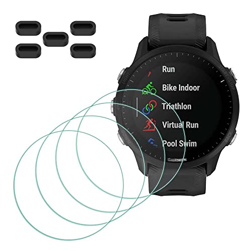 MTHGH Schutzfolie für Garmin Forerunner 955/955 Solar Smartwatch Displayschutzfolie [4 Stück] + Anti-Staub-Stecker 5 Stück, Glas 9H Härte Anti-Kratzer Blasenfreie Ultradünne Panzerfolie von MTHGH