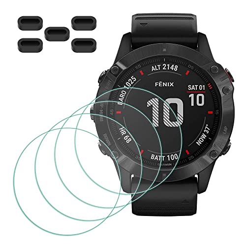 MTHGH Schutzfolie für Garmin fenix 6X/ 6X Pro/ 6X Pro Solar Smartwatch Displayschutzfolie [4 Stück] + Anti-Staub-Stecker 5 Stück, Glas 9H Härte Anti-Kratzer Blasenfreie Ultradünne Panzerfolie von MTHGH