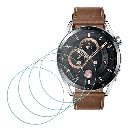 MTHGH Schutzfolie für HUAWEI WATCH GT 3 46mm Displayschutzfolie [4 Stück], Glas 9H Härte Anti-Kratzer Empfindliche Touch Blasenfreie Ultradünne Panzerfolie von MTHGH