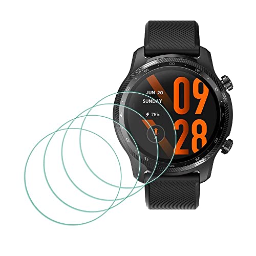 MTHGH Schutzfolie für TicWatch Pro 5/ Pro 3/ Pro 3 Ultra Displayschutzfolie [4 Stück] 9H Härte, Glas 9H Härte Anti-Kratzer Empfindliche Touch Blasenfreie Ultradünne Panzerfolie von MTHGH