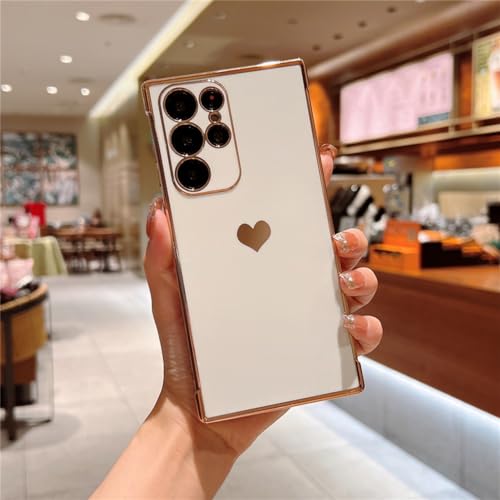 MTONY Plating Case for Samsung Galaxy A53 A52 A54 5G S21 S23 FE S22 S24 Ultra Side Love Heart Pattern Silicone Soft Phone Cover,White,for Samsung S22 MTONY Plating Case for Samsung Galaxy A53 A52 A54 5G S21 S23 FE S22 S24 Ultra Side Love Heart Pattern Silicone Soft Phone Cover,White,for Samsung S22 von MTONY