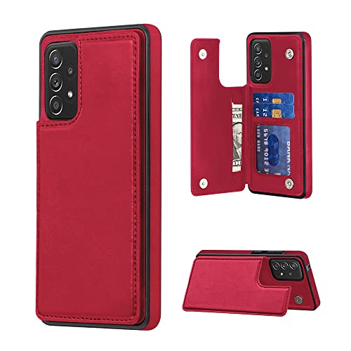 MTRONX Brieftasche Hülle für Samsung Galaxy A52 A52S 5G, PU Leder Flip Wallet Case Cover mit Kartenfach Standfunktion Magnetische, Ledertasche Handyhülle Schutzhülle - Rot (WBC-RD) von MTRONX