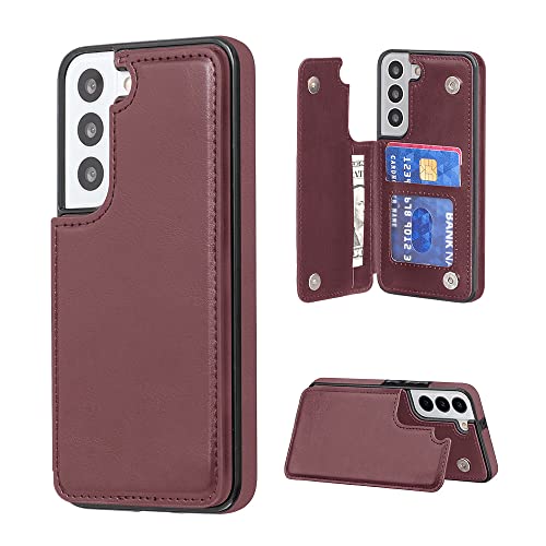 MTRONX Brieftasche Hülle für Samsung Galaxy S22, PU Leder Flip Wallet Case Cover mit Kartenfach Standfunktion Magnetische, Ledertasche Handyhülle Schutzhülle Handytasche- Braun (WBC-BN) von MTRONX