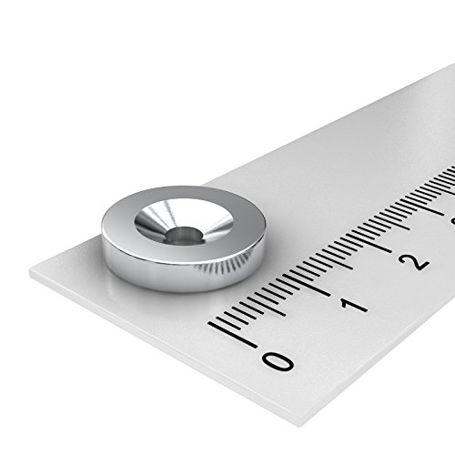10 Neodym Scheiben Magnete 6 x 3 mm mit 3,5 mm Bohrung und reduzieren vernickelt für-Verschraubung in von MTS Magnete