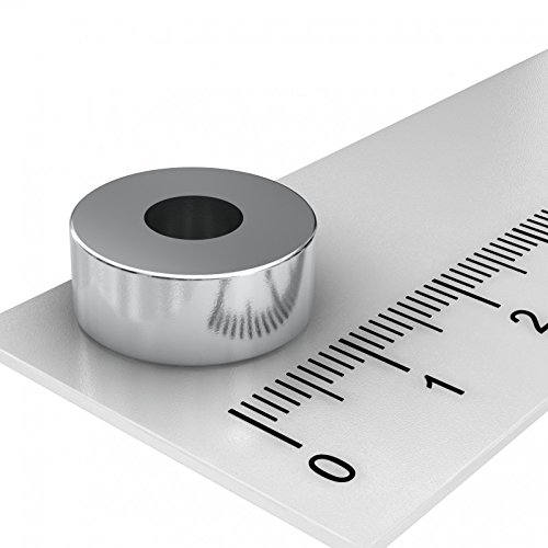 5 x Neodym Ringmagnet 15 x 6 mm mit 6 mm Bohrung, Grade N45, vernickelt, Supermagnet in Industriequalität von MTS Magnete