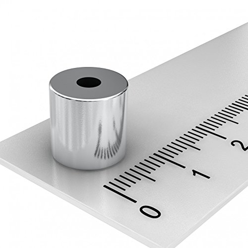 Neodym-– 10er Set Magnete mit Ring Form (10 x 10 mm, mit dimetro von innen 3,1 mm, vernickelt, N45, magnetizacin Axial) von MTS Magnete