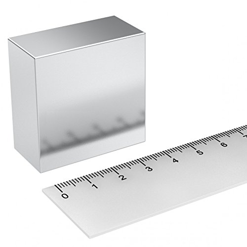 Neodym Quadermagnet 40 x 40 x 20 mm, Grade N45, vernickelt, starker Magnet in Industriequalität von MTS Magnete