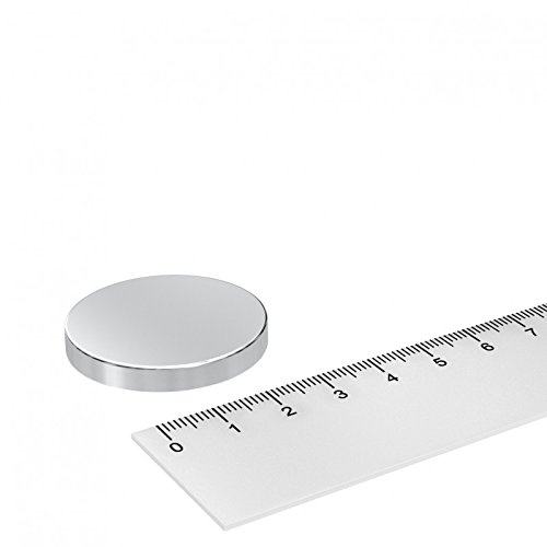 Neodym Scheiben Magnet, 35 x 5 mm, vernickelt, Grade N42, magnetisiert durch 5 mm von MTS Magnete
