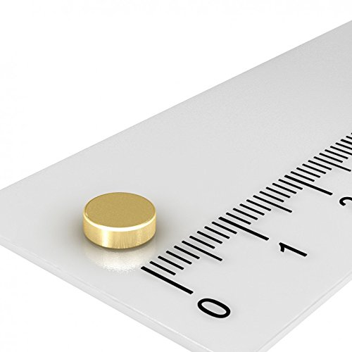 Neodym-– Set von 10 sehr stark Scheibe (Neodym-Magnete 6 x 2 mm, vergoldet, N45) von MTS Magnete