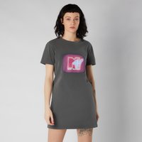 MTV Neon Damen T-Shirt Dress - Schwarz Acid Wash - L von MTV