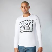 MTV Zebra Pattern Unisex Langarm T-Shirt - Weiß - L von MTV