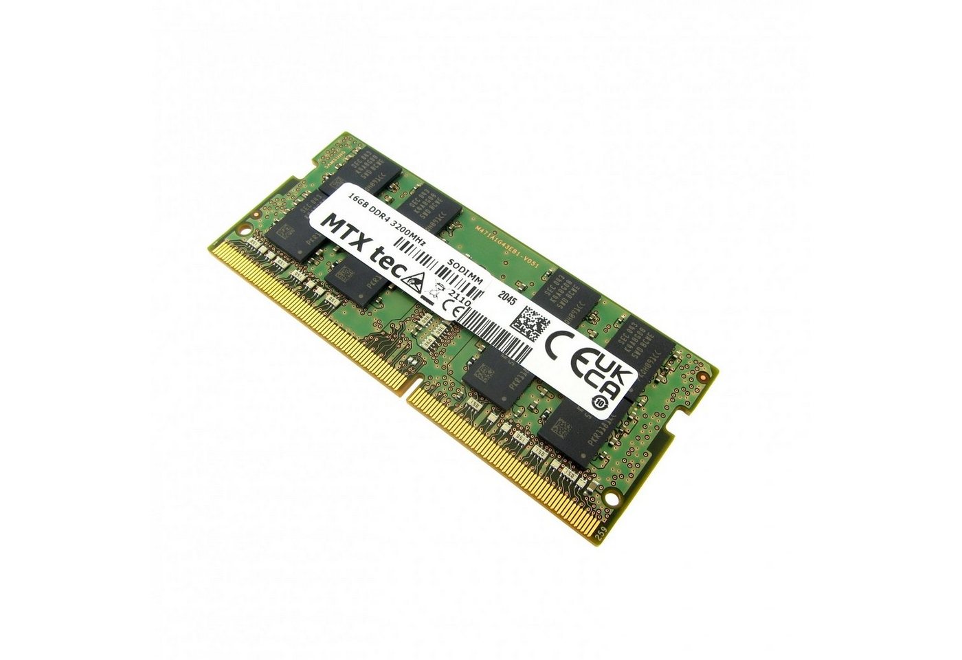 MTXtec 16GB DDR4-3200MHz PC4-25600 2Rx8 1024Mx8 16Chip 260pin CL22 1.2V SODIM Laptop-Arbeitsspeicher von MTXtec