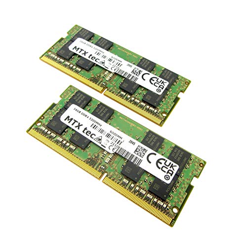 MTXtec 32GB Kit 2X 16GB RAM Arbeitsspeicher SODIMM DDR4 PC4-25600 3200MHz 260pin von MTXtec