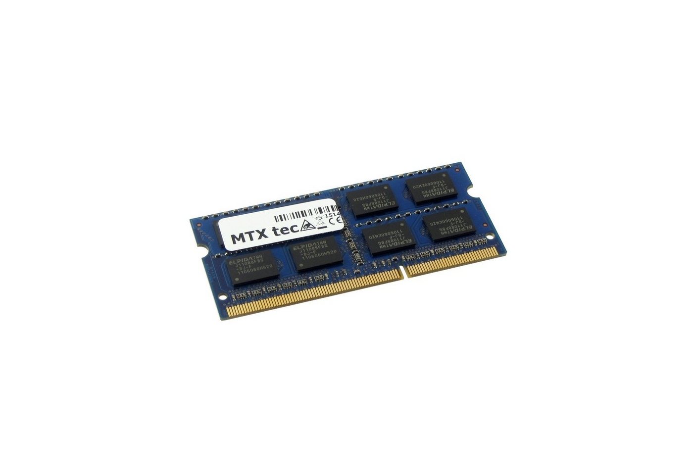 MTXtec 4GB SODIMM DDR3 PC3-12800, 1600MHz, 204 Pin, 1.35V RAM Laptop-Arbeitsspeicher von MTXtec
