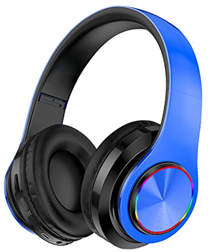 MUARRON Bluetooth 5.0 Kabellose kopfhörer Over Ear mit Mikrofon- HiFi Stereo Faltbare Kabellose Headset-Unterwegs Musik hören und telefonieren (blau) von MUARRON