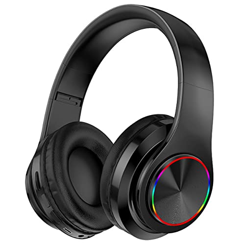 MUARRON Bluetooth 5.0 Kabellose kopfhörer Over Ear mit Mikrofon- HiFi Stereo Faltbare Kabellose Headset-Unterwegs Musik hören und telefonieren (schwarz) von MUARRON