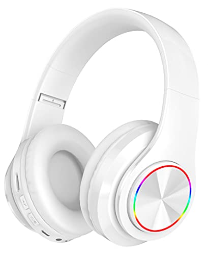 MUARRON Bluetooth 5.0 Kabellose kopfhörer Over Ear mit Mikrofon- HiFi Stereo Faltbare Kabellose Headset-Unterwegs Musik hören und telefonieren (weiß) von MUARRON