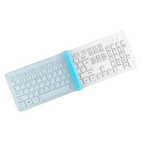 MUBUY 44,5 x 14 cm Universal-Tastatur-Abdeckung für PC/Computer/Desktop-Tastaturen, transparent, wasserdicht, staubdicht, Silikon, Blau von MUBUY-GOL