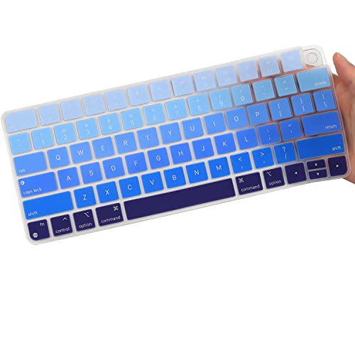 MUBUY Design für Apple iMac 24 Zoll Magic Keyboard Cover, Silikon Tastatur Skin für 2021 Neueste iMac 24 Touch ID Modell A2449 A2450, iMac Magic M1 Chip Tastatur Zubehör Strip Blau von MUBUY-GOL