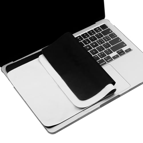 Mikrofaser-Reinigungstuch, 33 cm (13 Zoll), mit Bildschirmtastatur-Abdruckschutz, Laptop-Tastaturschutz, kompatibel mit MacBook Pro/Air 13 Zoll und MacBook Pro 14 Zoll, Grau + Schwarz, 2 Stück von MUBUY-GOL