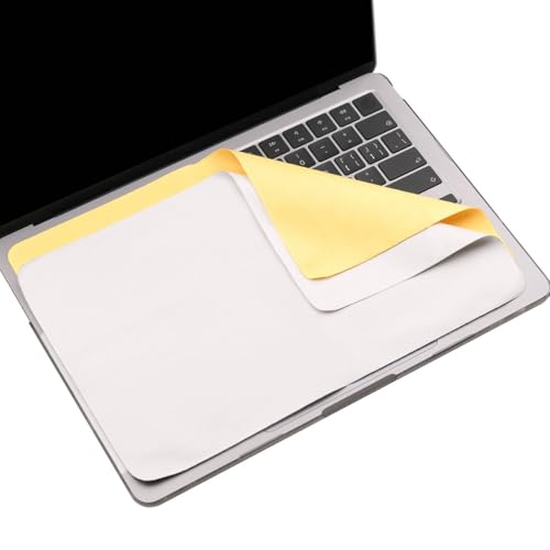 Mikrofaser-Reinigungstuch mit Bildschirmtastatur-Abdruckschutz für MacBook Pro/AIR 13 Zoll 14 Zoll 2018–2025, Tastaturschutz, kompatibel MacBook Air 13/MacBook Pro 14 (M4-M1), Grau + Gelb, 2 Stück von MUBUY-GOL