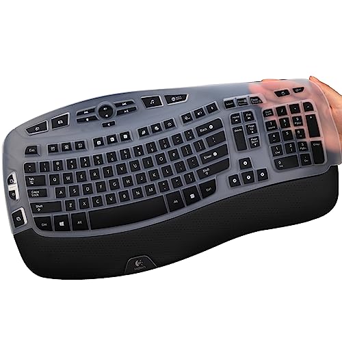 Tastatur-Abdeckung für Logitech K350 Wireless Wave Keyboard, Logitech MK570 MK550 Wireless Wave Keyboard, Logitech K350 MK550 MK570 Tastatur-Zubehör, schützende Haut schwarz von MUBUY-GOL