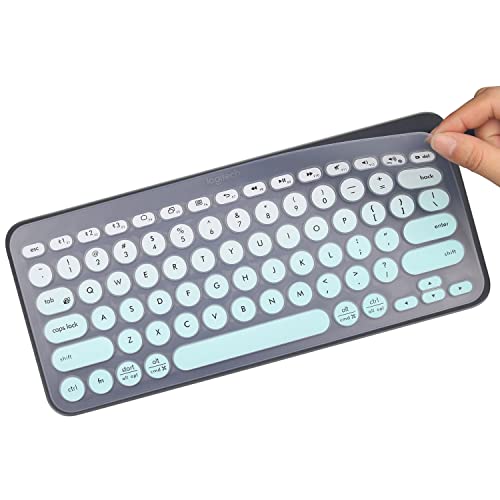 Tastaturabdeckung Design für Logitech K380 Multi-Device Bluetooth Tastatur, wasserdichte Anti-Staub-Silikon-Tastatur-Schutzabdeckung Skin-Mintgrün von MUBUY-GOL
