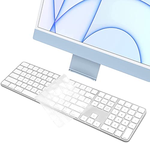 Tastaturabdeckung für Apple Magic Keyboard mit Touch-ID und Ziffernblock Modell A2520, für 2023 2021 iMac 24 Zoll M3 M1 Chip & 2022 Mac Studio Ultra Dünn HD Clear Tastaturschutz Cover Skin Tastaturabdeckung für Apple Magic Keyboard mit Touch-ID und Ziffernblock Modell A2520, für 2023 2021 iMac 24 Zoll M3 M1 Chip & 2022 Mac Studio Ultra Dünn HD Clear Tastaturschutz Cover Skin von MUBUY-GOL