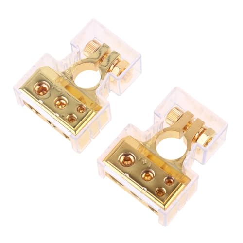 MUCKLILY 1 Paar Batterieklemme für Fahrzeuge Autobatteriekopf Audio modifizierter Batteriekopf Autobatterie-Clip Golden von MUCKLILY