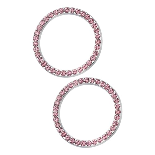 MUCKLILY 2 Stück Startknopf Dekorativer Kreis Fahrzeug Automotoren Start Stopp Zubehör Druckstartknopf Bling Dekoration Auto Druckstartknopf Startknopfabdeckung Legierung Rosa von MUCKLILY