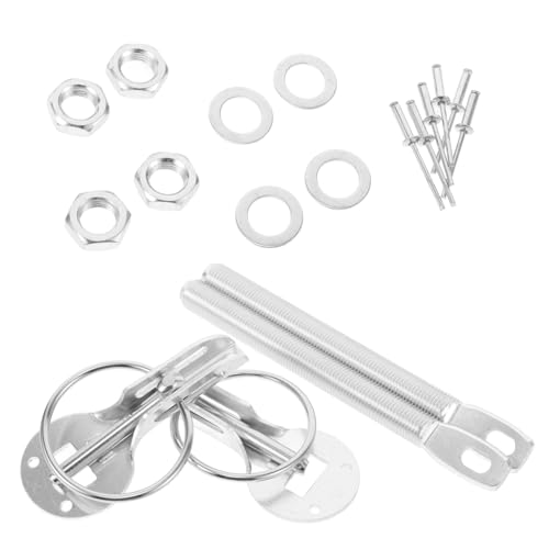 MUCKLILY Modifiziertes Haubenschloss Auto autozubehör DIY Motorhaubenverschluss Auto Motorhaube Eimerhaken zur Wandmontage Motorhauben-Stiftsatz Aluminiumlegierung Silver von MUCKLILY