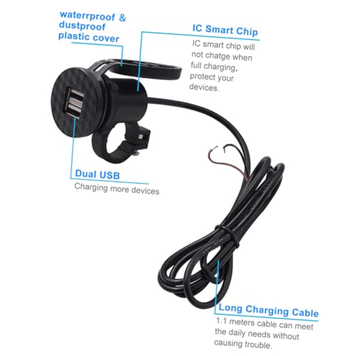 MUCKLILY Motorrad Handy Ladegerät Ladegeräte Spiegel Motorrad Telefonhalterung Ladegerät USB Motorrad Telefon Ladegerät Wasserdicht Schwarz von MUCKLILY