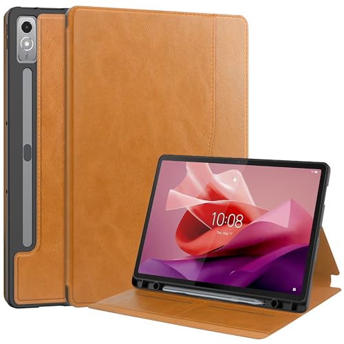 Heavy Duty Case Premium Leder Flip Cover Tablet Hülle Kompatibel mit Lenovo Tab P12/Tab Pad Pro 12,7 Zoll Hülle Sleep/Wake Funktion S Stifthalter Bookstyle Schutzhülle - Business Ledertasche ( von MUDASANQI
