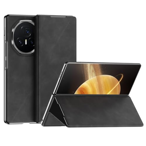 Kompatibel mit Huawei Honor Magic V3 Hülle, Premium-Wildleder-Klapphülle mit harter PC-Rückseite, schlanke, leichte Klapphülle mit Ständer und Magnetverschluss (schwarz) von MUDASANQI