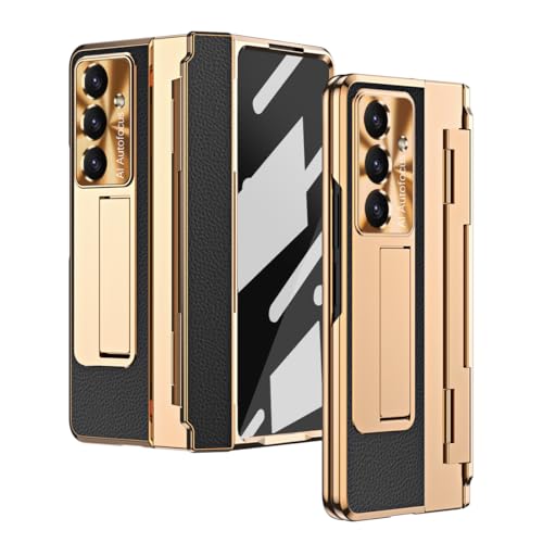 Kompatibel mit Samsung Galaxy Z Fold 7 Hülle mit Displayschutzfolie, Ganzkörper-Schutzhülle, stoßfestes Scharnier, Schutzhülle für kabelloses Laden, Schutz für Z Fold 7 Kickstand (Schwarz 2) von MUDASANQI