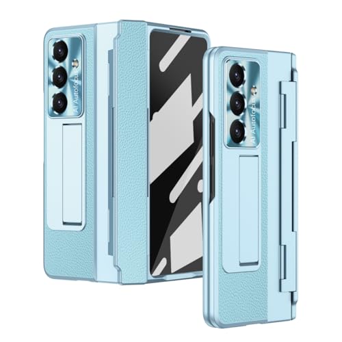 Kompatibel mit Samsung Galaxy Z Fold 7 Hülle mit Displayschutzfolie, Ganzkörper Stoßfeste Scharnier-Schutzhülle, kabelloses Laden, Schutz für Z Fold 7 Kickstand (Blau) von MUDASANQI