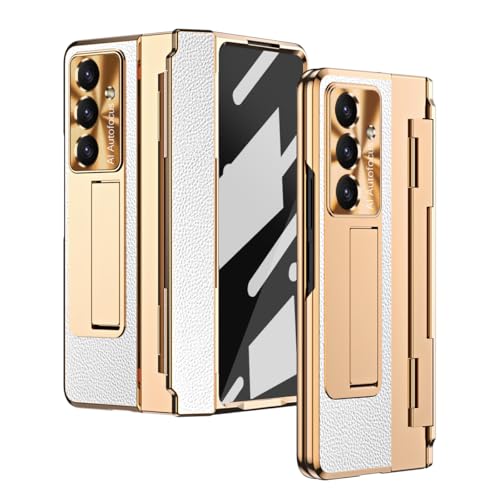 Kompatibel mit Samsung Galaxy Z Fold 7 Hülle mit Displayschutzfolie, Ganzkörper Stoßfeste Scharnier-Schutzhülle, kabelloses Laden, Schutz für Z Fold 7 Kickstand (Weiß) von MUDASANQI