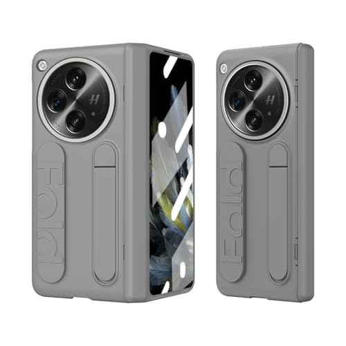 MUDASANQI Kompatibel mit OnePlus Open Case mit integriertem Displayschutz und verstecktem Ständer, Scharnier-Schutzhülle, stoßfest, für OnePlus Open (Grau) von MUDASANQI