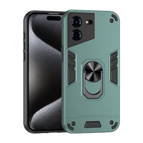 MUDASANQI Kompatibel mit Tecno POVA 5 Pro 5G Hülle mit Ringständer und Stoßdämpfung, zweilagiger Schutz aus PC und TPU, Fallschutz in Militärqualität (Dunkelgrün) von MUDASANQI
