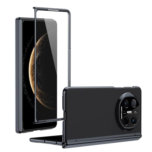 MUDASANQI Slim Case kompatibel mit Huawei Mate X6 Hülle Displayschutzfolie Scharnierhülle Plated Case Fallschutz Kratzfest und Stoßabsorbierend Matt Faltbare Tasche (Schwarz) von MUDASANQI